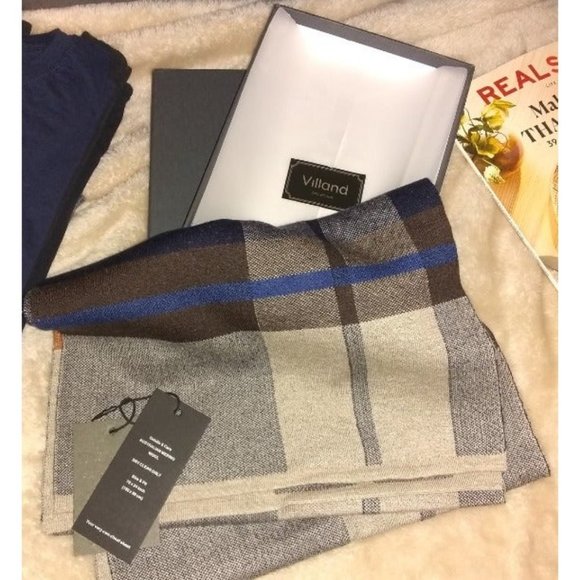 Australian Merino Wool Tartan Knitted Scarf for Men, Plaid Winter Warm Thick - Picture 2 of 3